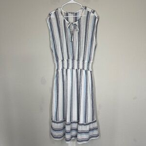 Rails Midi Dress Women's XL Ashlyn Striped Linen Blend Smocked Waist Sleeveless